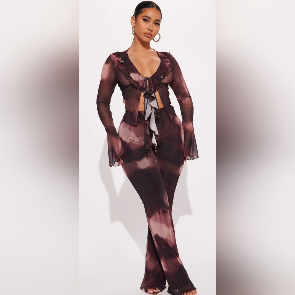 Fashion Nova Tie-Dye Jumpsuit - Black and Brown